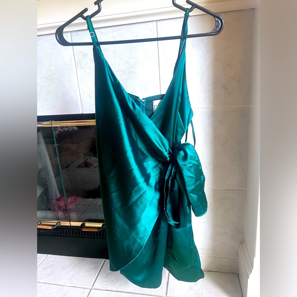 Green Satin Mini Dress
